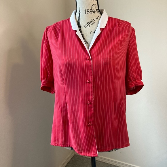 Lirabeth womens button pin stripe blouse sz 12 - Picture 8 of 11